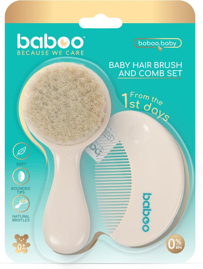 Baboo Бебешка Четка & Гребен Бежов 2бр