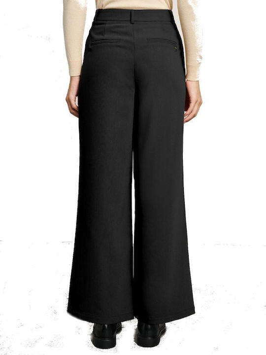 Women's High-waisted Fabric Trousers Black