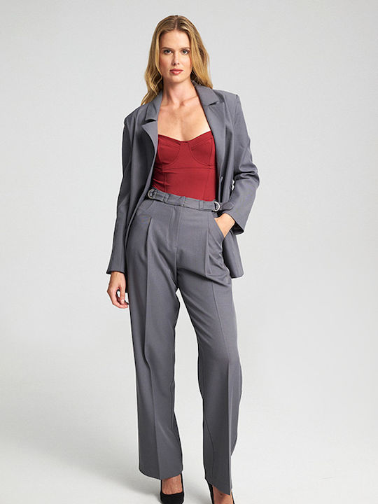 Kendra Women's Fabric Trousers Grey