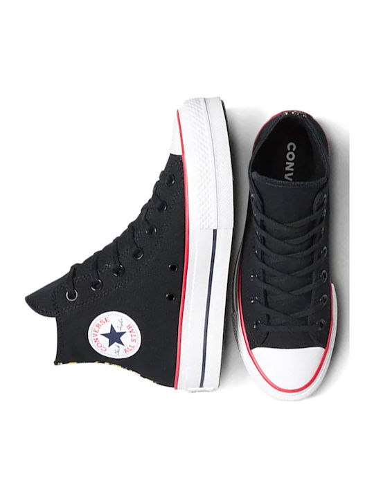 Chuck Taylor All Star Lift Platform Дамски Сникърси Черни Бели Червени