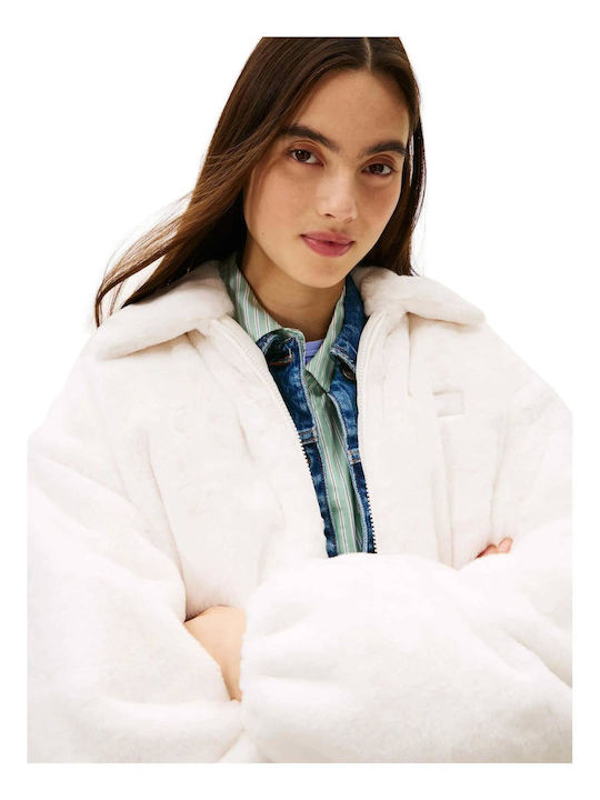 Κοντό Γυναικείο Bomber Jacket Λευκό