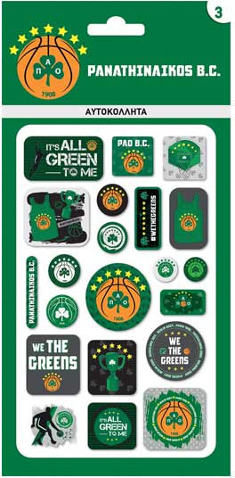 CHartini Poli Autocolante Puffy Panathinaikos Baschet 3 pentru copii de 3+ ani+ ani