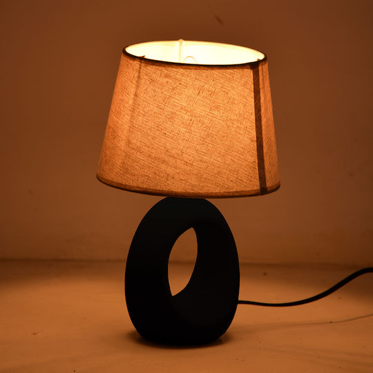 Pakketo Ceramică Lampă de masă pentru Soclu E14 cu Abajur Bej și Bază Negru