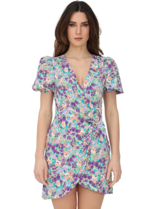 Summer Mini Dress Wrap Lilac