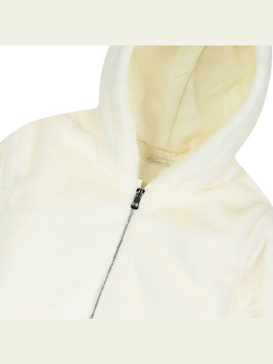 Kids Fur Short with Hood Ecru