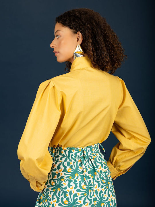 Women's Monochrome Long Sleeve Shirt Yellow