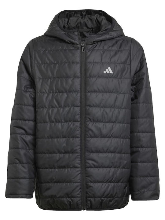 Kids' Sports Jacket with Hood Black Padded