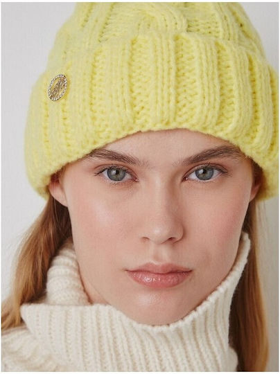Beanie Γυναικείος Σκούφος Πλεκτός σε Κίτρινο χρώμα