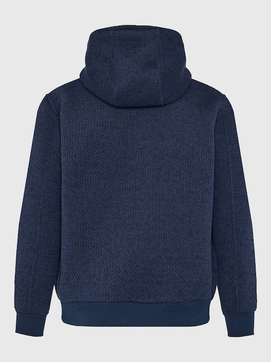 Men's Knitted Cardigan with Hood Navy Blue