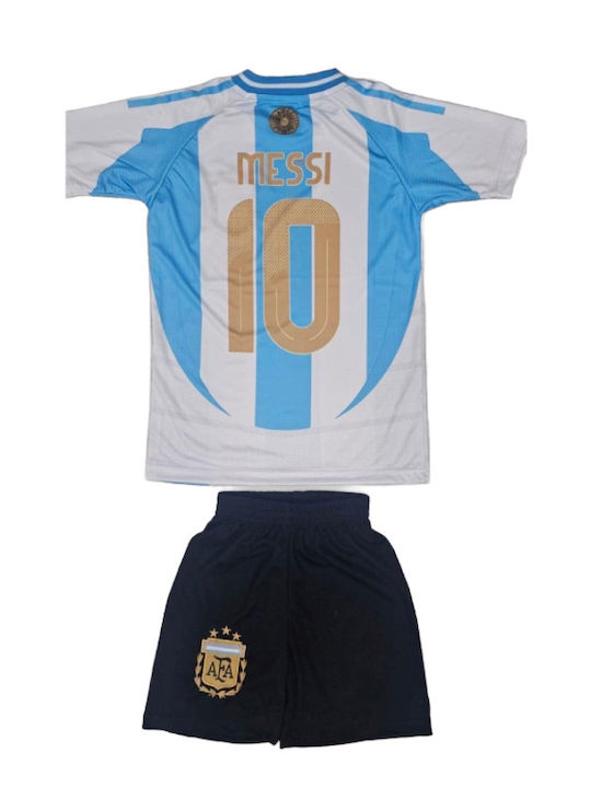 Kids Football Set Messi Argentina National Team 2024-2025 White Light Blue Striped Balón De Oro Unisex Kids White Light Blue Fj2390