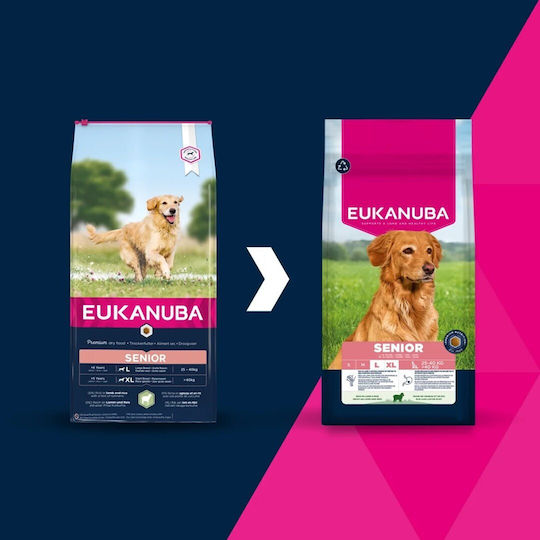 Eukanuba 12kg Ξηρά Τροφή για Ηλικιωμένους Σκύλους Μεγαλόσωμων Φυλών με Αρνί και Ρύζι