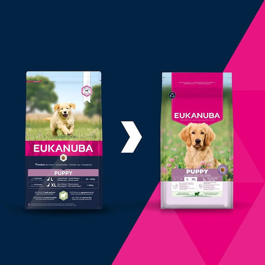 Eukanuba 12kg Ξηρά Τροφή για Κουτάβια Μεγαλόσωμων Φυλών με Αρνί