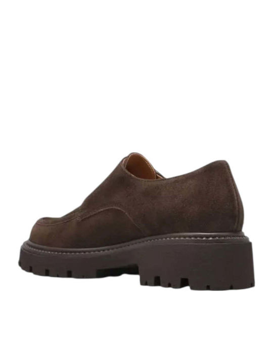 Leather Women's Moccasins in Brown Color