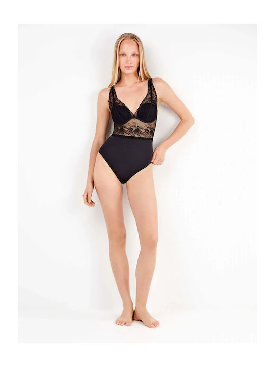Gisela Κορμάκι Γυναικείο Δαντέλα Regular Fit 2/10125u Black