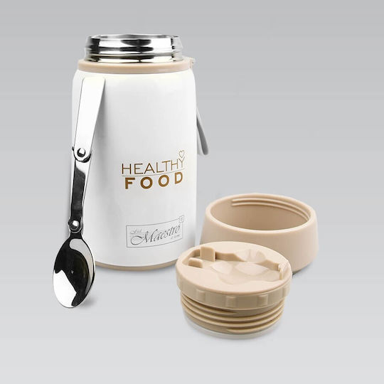 Maestro Кутия за Храна Inox Термос Бял с Прегради 800ml