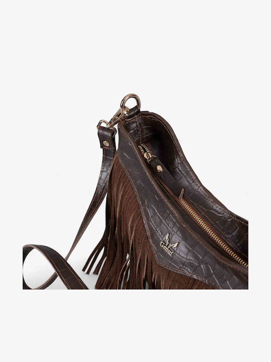 Leder Damentasche Schultertasche Brown suede