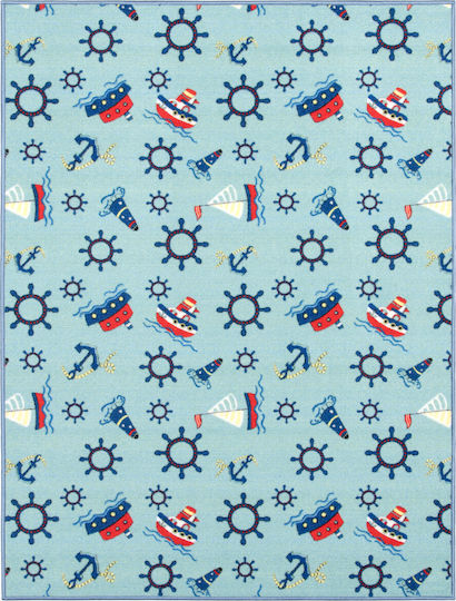 Kids Rug Playroom Sailboats Light Blue 133x190