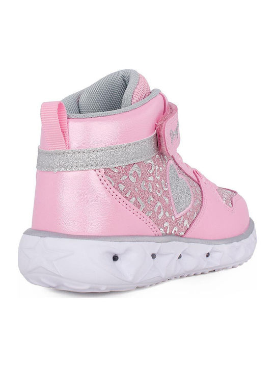 Anatomisch Kinderstiefeletten mit Klettverschluss & Lichtern Rosa