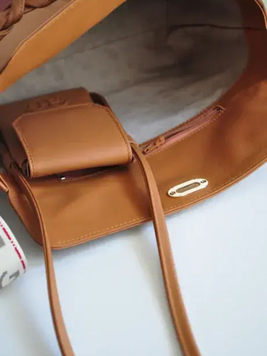 Leder Damentasche Schultertasche Tabac Braun
