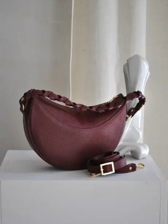 De piele Geantă de damă De umăr Burgundy