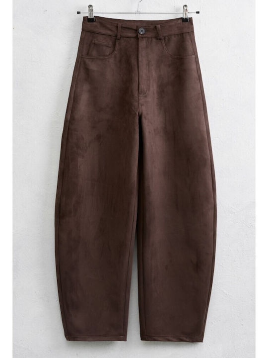 Damen Stoff Hose Marrone