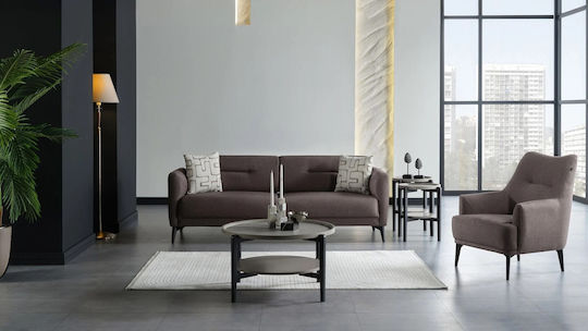 Truva Τριθέσιος Καναπές Brown 215x91x83εκ.