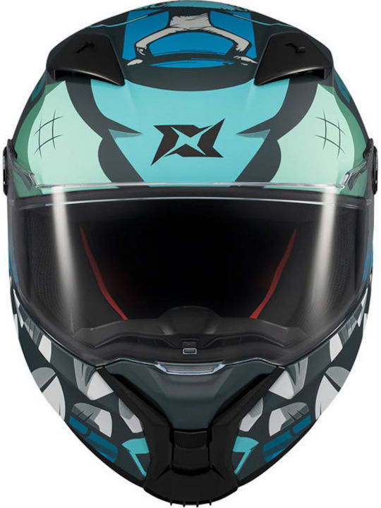 Axxis Fenix Angry Face C7 Black/Blue Mat Мотоциклетна каска Full Face DOT / ECE 22.06 с Sunvisor
