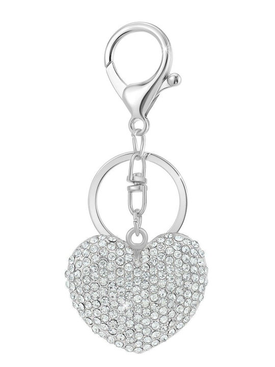 So Charm Μπρελόκ Καρδιά Bijou De Sac Λαμπερούς Κρυστάλλους Swarovski Ασημί B4366-argent