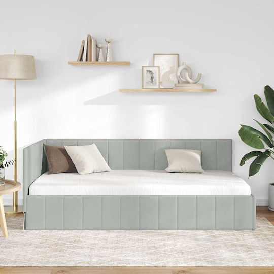 Single Bed for Mattress 90x200cm Light Gray