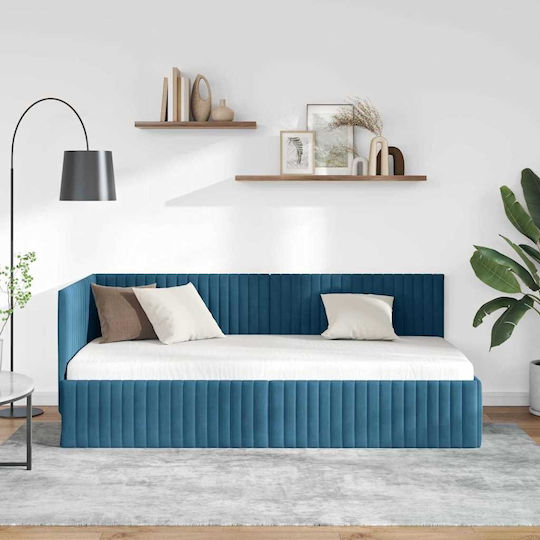 Κρεβάτι Μονό για Στρώμα 90x190cm Μπλε