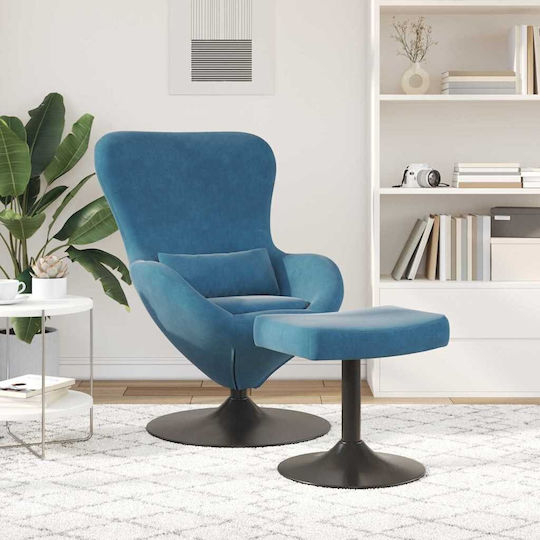 Armchair with Footstool Blue 63x73x90cm
