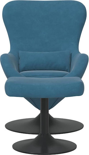 Armchair with Footstool Blue 63x73x90cm