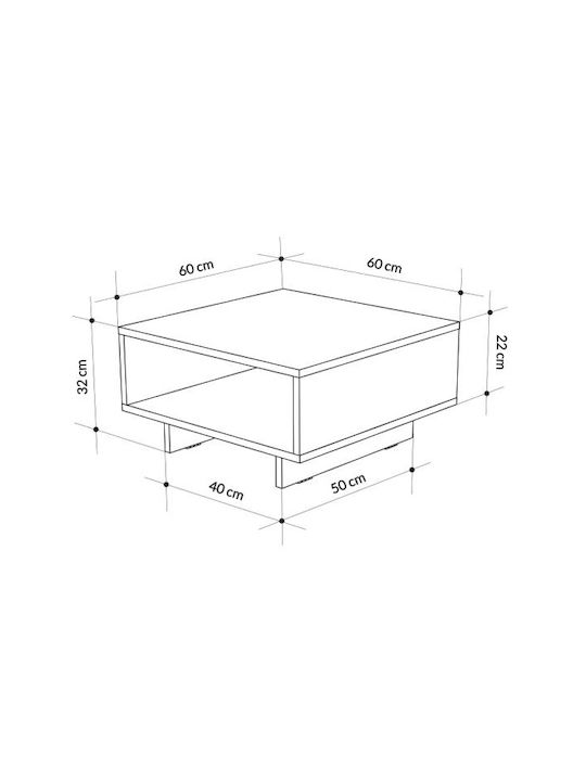 Quadratischer Zentraler Kaffeetisch Hola Holz Anthrazit M60xL60xH32cm GP037-0016 1