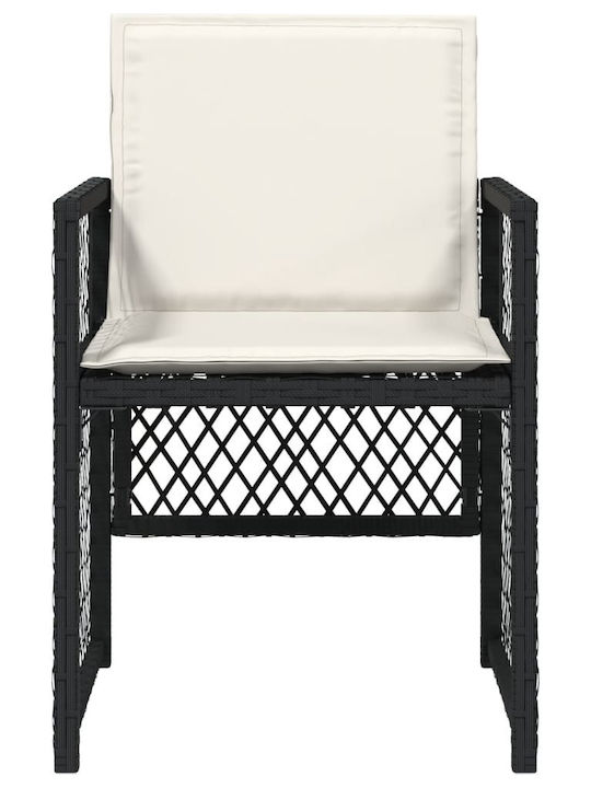 Outdoor Chair Rattan Black with Cushion 4pcs 36x49x49cm