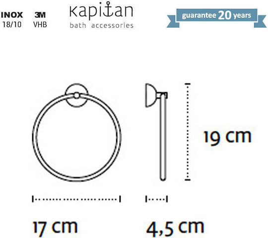Kapitan Κρίκος Μπάνιου Μονός με Βίδες 4.5x15cm Inox Μαύρος Kapitan Κρίκος Μπάνιου Μονός με Βίδες 4.5x15cm Inox Μαύρος