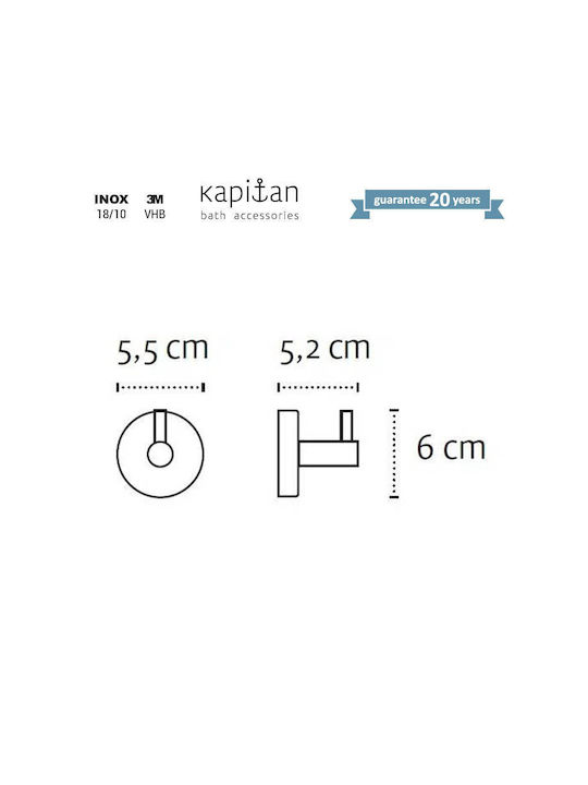 Karag Uno Single Wall-Mounted Bathroom Hook ​6x6cm Black 120955