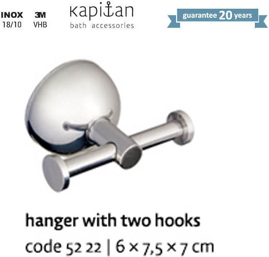 Kapitan Haken Badezimmer Doppelt Schrauben ​6x7.5cm Inox Silber
