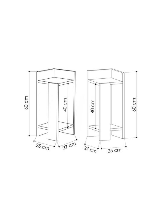 Κομοδίνα Elos Ξύλινα Μπεζ 2τμχ 25x27x60cm GP037-0070,3
