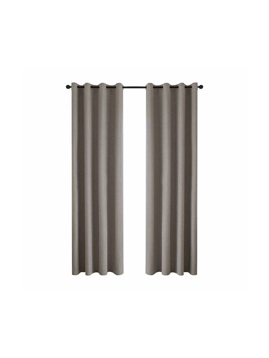 Curtain with Eyelets 140x270 Black Out Beauty Home Total 8446 Beige 100% Polyester