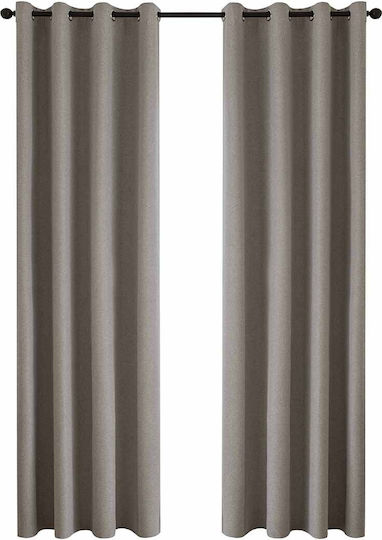 Curtain with Eyelets 140x270 Black Out Beauty Home Total 8446 Beige 100% Polyester