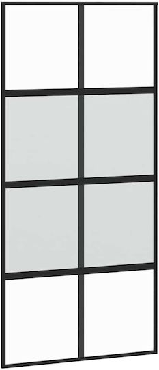 Vidaxl Συρόμενη Πόρτα Σετ Υλικού 90x205 Cm Γυαλί Αλουμίνιο Μαύρο