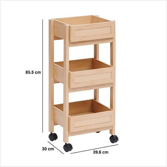 Boden Badezimmerregal Hölzernes mit 3 Regalböden 39.6x30x85.5cm Beige