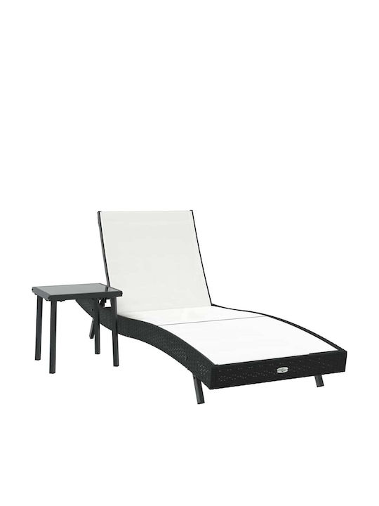 Ξαπλώστρα Rattan με Τραπεζάκι 2τμχ 197x70εκ.