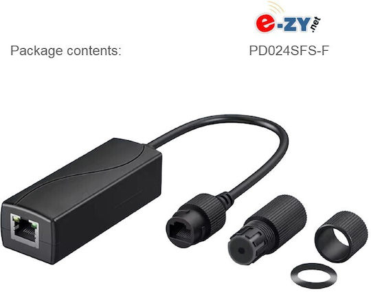 Pd024bfs 48v 24v/1a Изход Gigabit PoE Конвертор Женски Черен