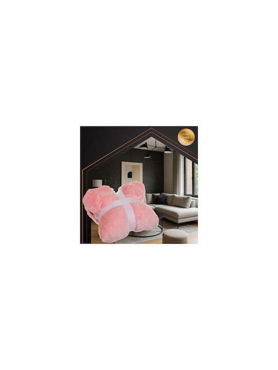 Ruhhy Velvet Blanket with Sleeves 80x80cm Pink