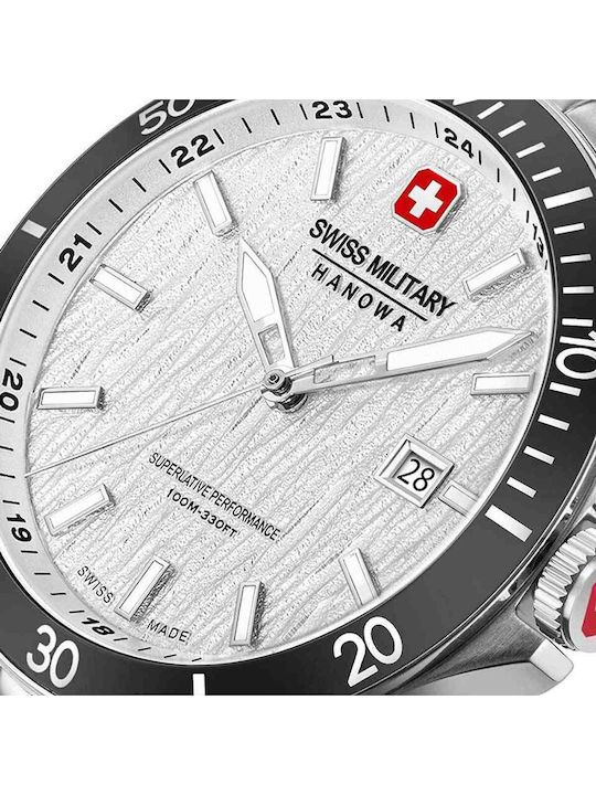 Swiss Military Hanowa Flagship Herrenuhr Mit Batterie Und Silbernem Rostfreiem Stahlarmband