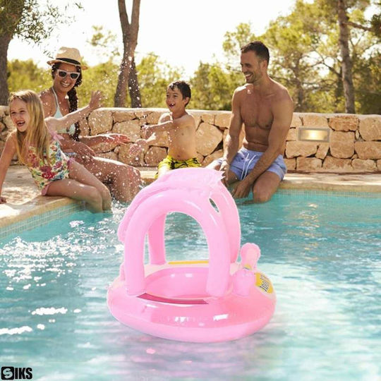 Siks Inflatable Baby Float Canopy Anti-Tip Function Ring-Shaped Pool Float Roof Size 62 Cm Diameter X 66 Cm Height Pink