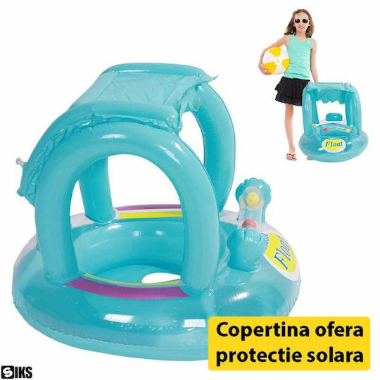 Siks Colac Gonflabil Pentru Bebeluși Cu Copertină Funcție Anti-răsturnare Inel De Înot Diametru 62 Cm Înălțime 66 Cm Albastru