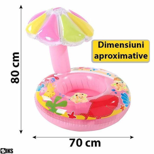Colac Gonflabil Pentru Copii Bebelusi Siks Parasolar Protectie Podea Inel Piscina Diametru 70 Cm X 80 Inaltime Coada Sirena Stil Umbrela Multicolor Roz