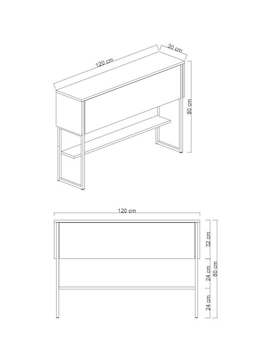 Συρταριέρα Κρεβατοκάμαρας Silver, Walnut 120x30x80cm